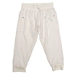 Cali Sport Capri Pants XL X Large 34” White Elastic Waist Gym Running Athletic